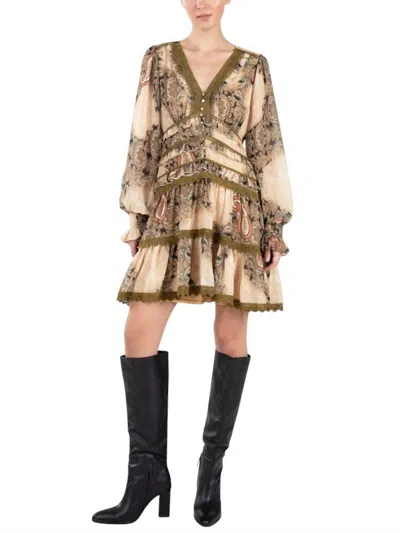 Miss Me Paisley Print Ruffled Dress In Green Print In Multi