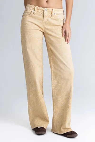 Miss Me Peony Wide Leg Jeans - 25 / 30" / Tan In Brown