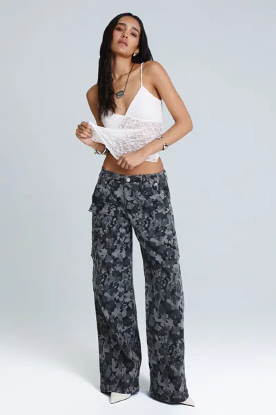 Miss Me Petunia Baggy Wide Cargo - 23 / 30" / Flower Print In Multi