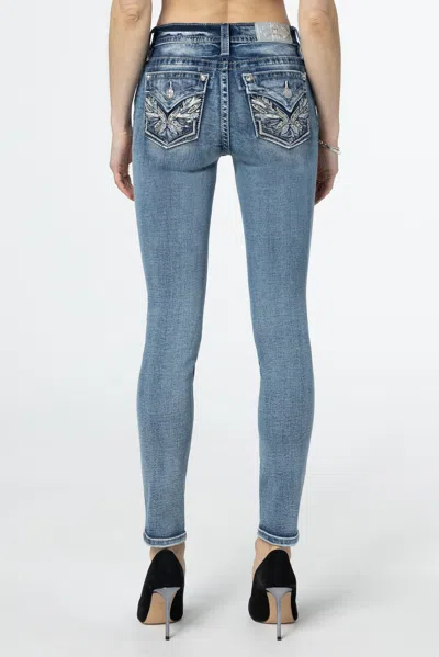 Miss Me Pop Wing Skinny Jeans In Medium Wash
