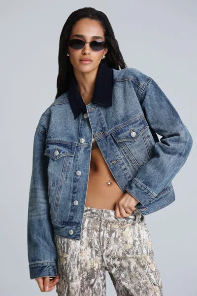 Miss Me Prescott Denim Jacket - L / Medium Wash In Blue