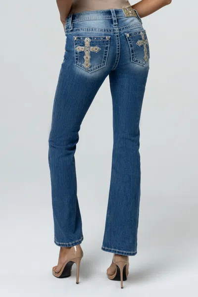 Miss Me Prosecco Cross Bootcut Jeans In Light Wash