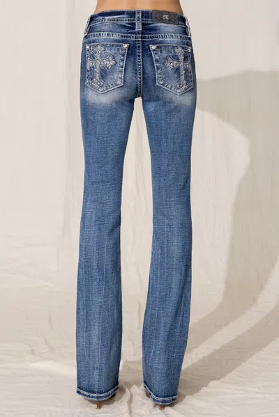 Miss Me Rebel With A Cross Bootcut Jeans In Medium Wash