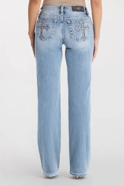 Miss Me Rebel With A Cross Slim Wide - 33 / 30" / Light Wash