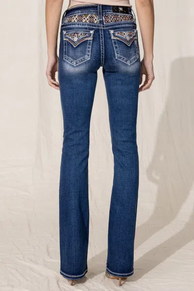 Miss Me Retro Insert Bootcut Jeans In Med/dark Wash