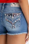 Miss Me Rowan Star Shorts - 34 / 3.5" / Light Wash