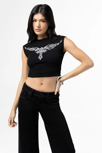 Miss Me Roxana Baby Tee In White