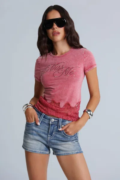 Miss Me Roxy Graphic Tee - L / Cherry Red
