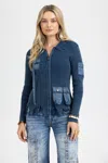 Miss Me Ryleigh Collared Top - M / Denim Blue In Blue