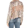Miss Me Sequin Fringe Jacket In Rose Gold In Multi