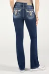 Miss Me Sequin Swirl Longhorn Bootcut Jeans In Med/dark Wash
