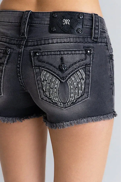 Miss Me Shadow Wing Low Rise Shorts In Grey, Women's At Urban Outfitters In Multi