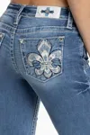 Miss Me Shelly Fleur Bootcut Jeans In Med/dark Wash