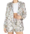 Miss Me Geometric Multi-sequin Blazer In Silver
