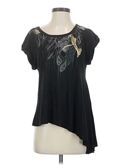 Pre-owned Miss Me Short Sleeve Blouse In Black