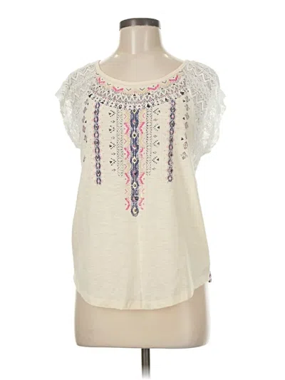 Pre-owned Miss Me Short Sleeve Blouse In White