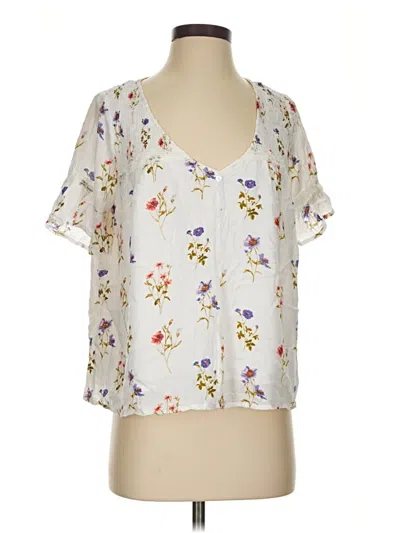 Pre-owned Miss Me Short Sleeve Blouse In White