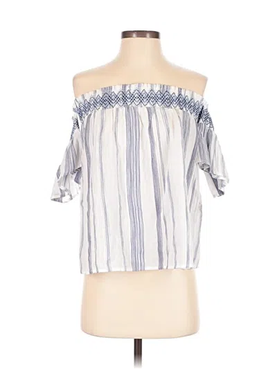 Pre-owned Miss Me Short Sleeve Blouse In White