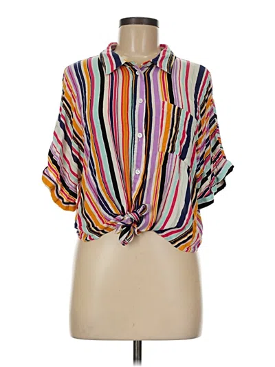 Pre-owned Miss Me Short Sleeve Blouse In Yellow