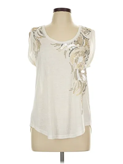 Pre-owned Miss Me Short Sleeve Top Ivory Scoop Neck Tops In White