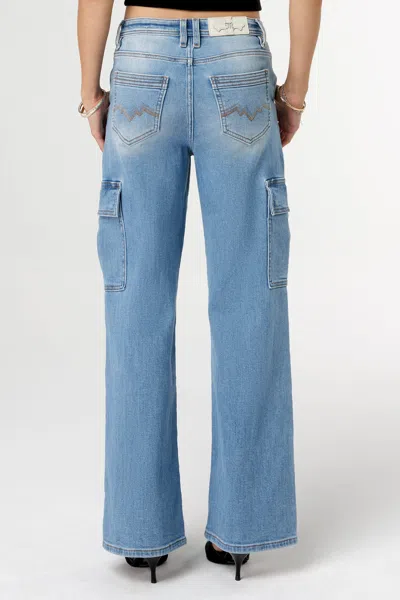 Miss Me Sleek Denim Cargo In Light Wash
