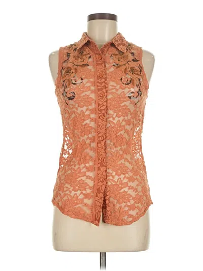 Pre-owned Miss Me Sleeveless Button Down Shirt In Orange