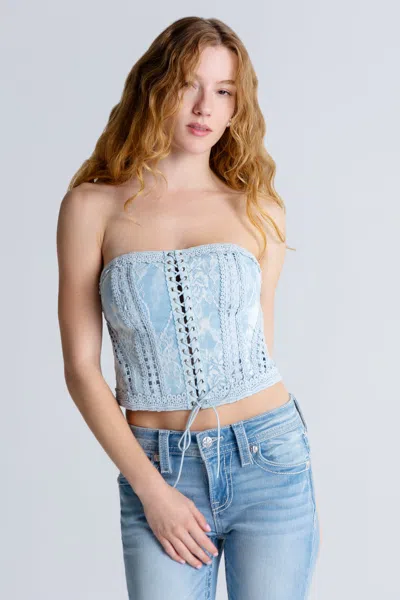 Miss Me Solana Corset Top - S / Sky Blue
