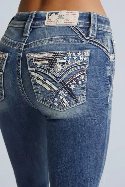 Miss Me Spangled Bootcut Jeans - 32 / 30" / Medium Wash In Blue