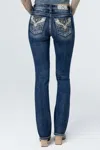 Miss Me Spring Bloom Slim Bootcut Jeans In Vintage Blue