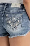 Miss Me Stars Align Denim Shorts - 32 / 3.5" / Medium Wash