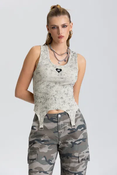 Miss Me Storm Graphic Tank - M / Bone Beige In Brown