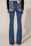 Miss Me Tribal Wing Bootcut Jeans In Vintage Blue