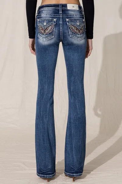 Miss Me Tribal Wing Bootcut Jeans In Vintage Blue