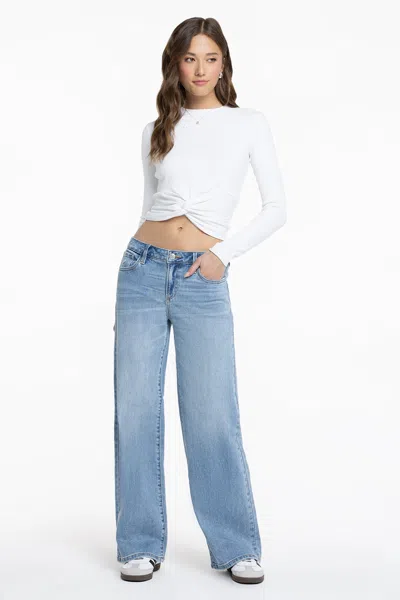 Miss Me Tropez Baggy Wide Leg Jeans In Light Wash
