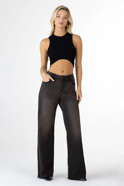 Miss Me Tropez Baggy Wide Leg Jeans In Rustic Brown