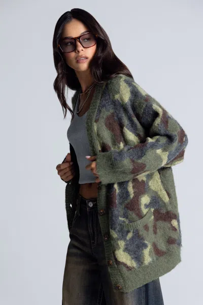 Miss Me Undercover Cardigan - S / Camo