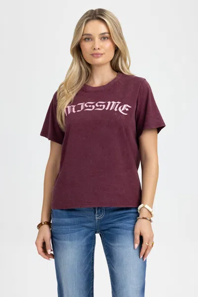 Miss Me Valeria Script Tee - L / Russet Red In Purple