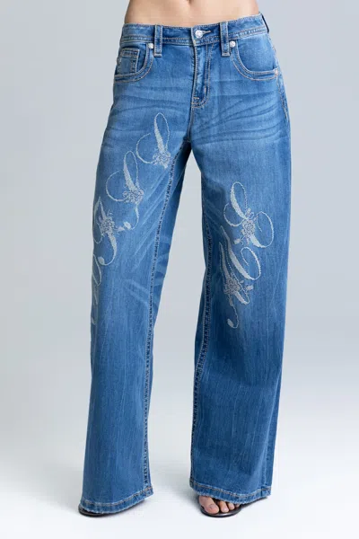 Miss Me Veil Super Baggy Wide Jeans - 33 / 30" / Medium Wash In Blue