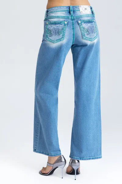 Miss Me Velocity Stitched Wide Leg  Jeans - 33 / 30" / Light Wash In Brown