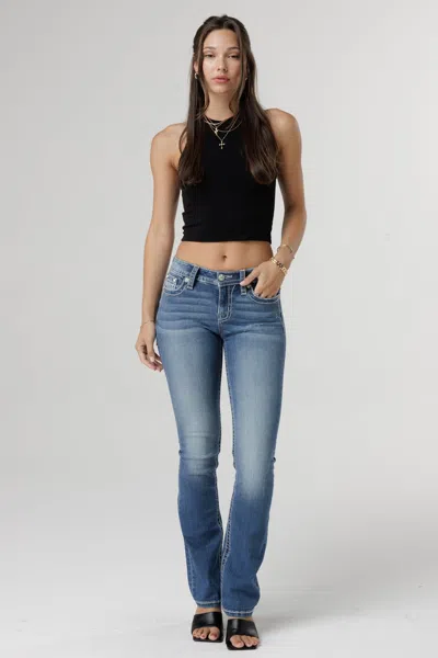 Miss Me Vernal Fleur De Lis Bootcut Jeans In Medium Wash