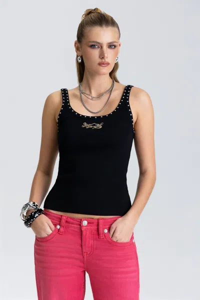 Miss Me Voltage Studded Tank - L / Black