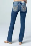 Miss Me Warm Wings Bootcut Jeans In Light Wash