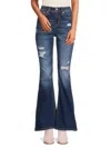 MISS ME WOMEN'S HIGH RISE DISTRESSED FLARE JEANS