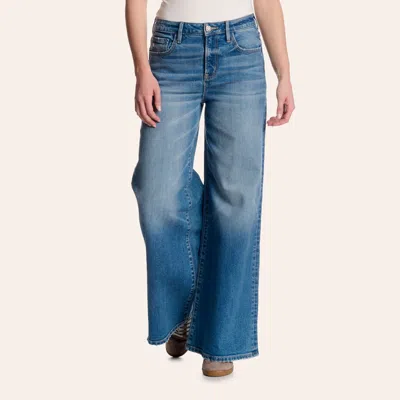 Miss Me Women's Medium Wash Hight Rise Super Wide Leg 32" Jeans In Blue