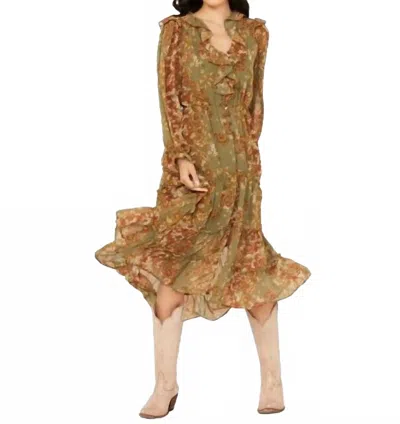 Miss Me Women's Midi Ruffle Dress In Olive In Brown