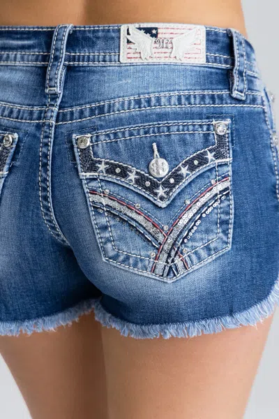 Miss Me Written In The Stars Shorts - 32 / 3.5" / Medium Wash In Blue