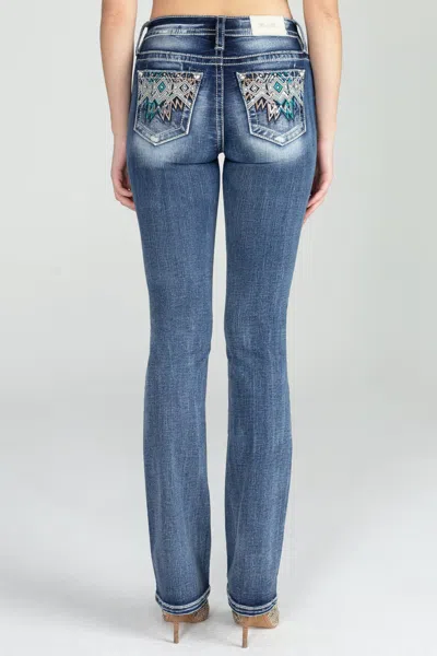 Miss Me Zig Zag Bootcut Denim In Medium Wash