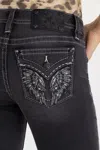Miss Me Ziven Wing Stitched Bootcut Jeans - 33 / 30" / Black Smoke In Black