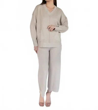 Miss Nikky Two Piece Sweater Set In Sand In Gray