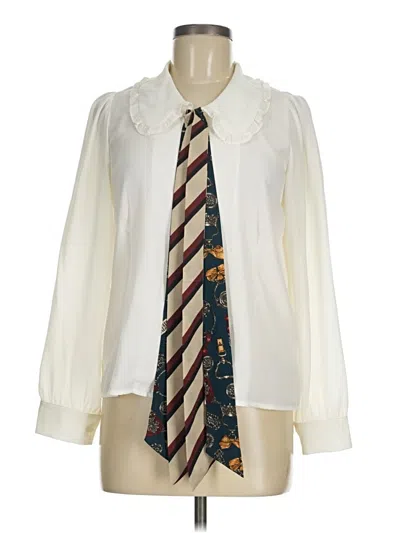 Pre-owned Miss Patina Long Sleeve Blouse In White